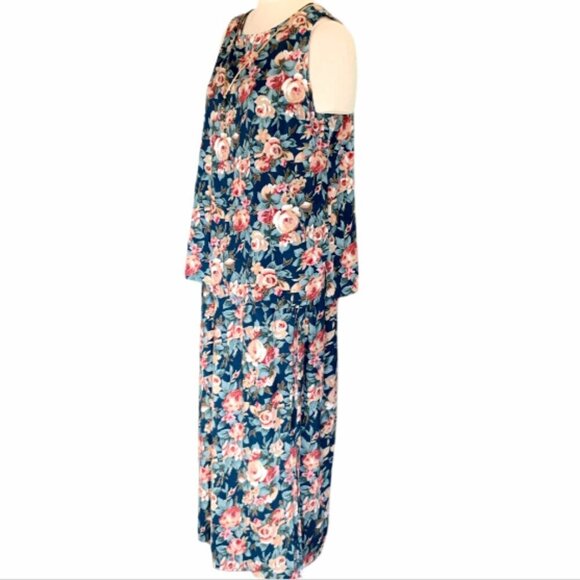 VTG Caroline Wells Sleeveless Dress Floral with attached Necklace Plus Sz #90D - Picture 5 of 7